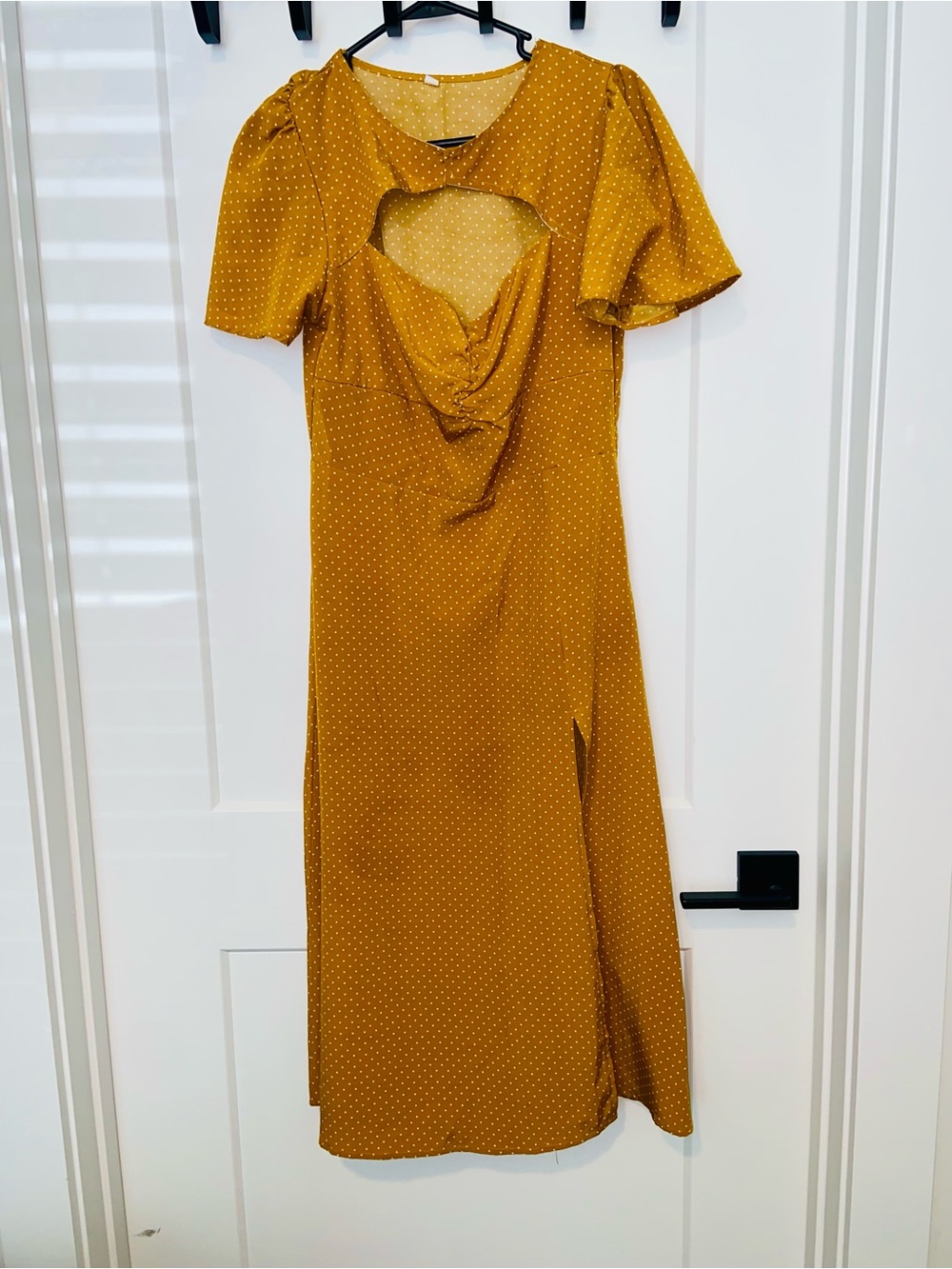 Mustard Polka Dot Midi Dress
